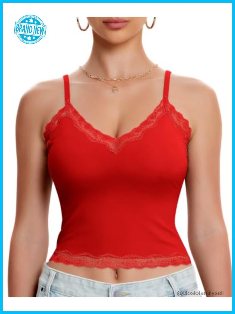 Women Padded Lace Tank Top V Neck Cami